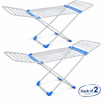 Foldable Clothes Airer 18M Drying Rack with 2 Pack Winged Laundry Dryer Stand Space Saving Foldable Design for Indoor Home Drying