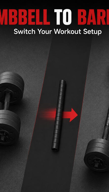 30KG Adjustable Dumbbell & Barbell Set 2-in-1 Weight Training Kit with Connecting Rod for Home Gym Workouts