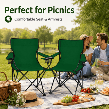 Portable Folding Camping Chair, Lightweight Polyester & Steel Outdoor Chair for Garden, Beach & Picnic