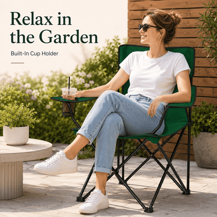 Portable Folding Camping Chair, Lightweight Polyester & Steel Outdoor Chair for Garden, Beach & Picnic