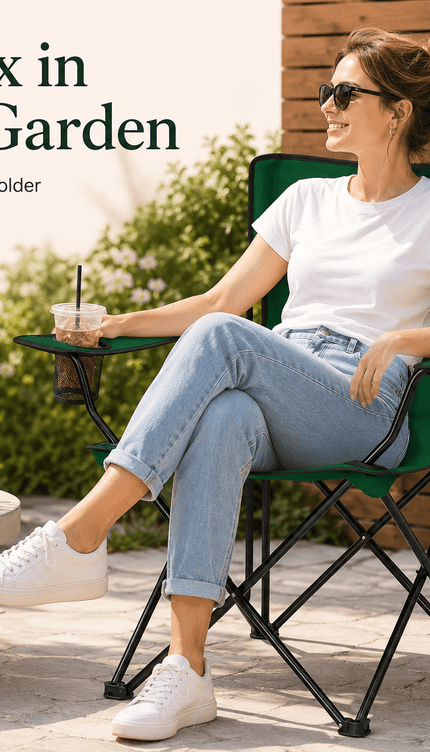 Portable Folding Camping Chair, Lightweight Polyester & Steel Outdoor Chair for Garden, Beach & Picnic