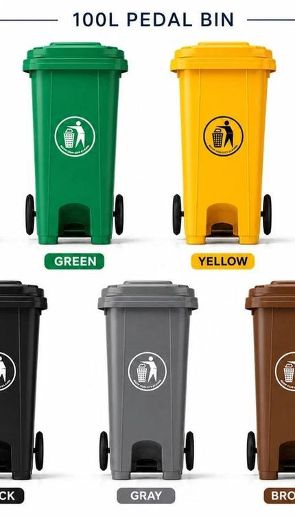 Wheelie Bin 100L Waste Rubbish Dustbin with Lid Rubber Wheels