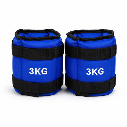 Blue Adjustable Ankle & Wrist Weights – Pair (0.5kg–3kg)
