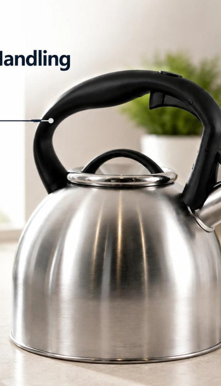 2.8L Stainless Steel Whistling Kettle Stove Top Tea Coffee Water Boiler with Nylon Handle for Kitchen Camping Caravan Motorhome