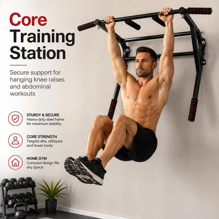 Wall Mounted Pull Up Bar Chin Up Dip Station Heavy Duty Multifunctional Home Gym Strength Training Equipment
