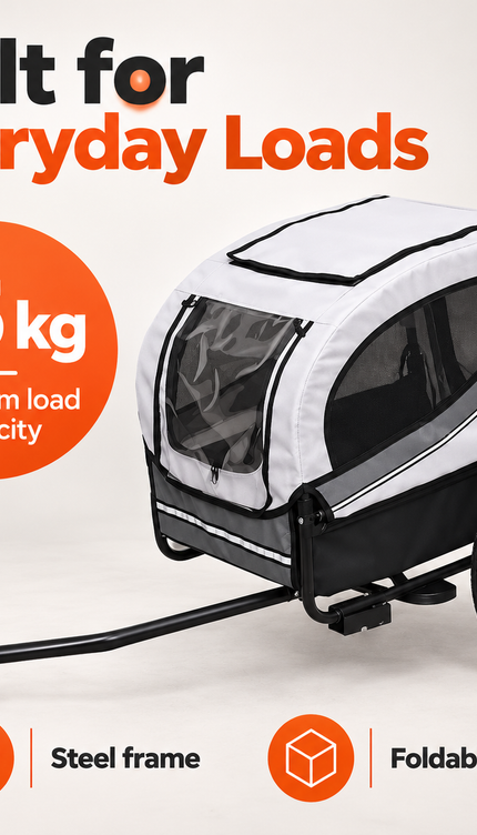 Folding Dog Bike Trailer & Pet Carrier with Safety Flag
