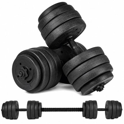 20KG Adjustable Dumbbell Barbell Set 2-in-1 Home Gym Strength Training Weight Set with Connecting Rod for Full Body Workout