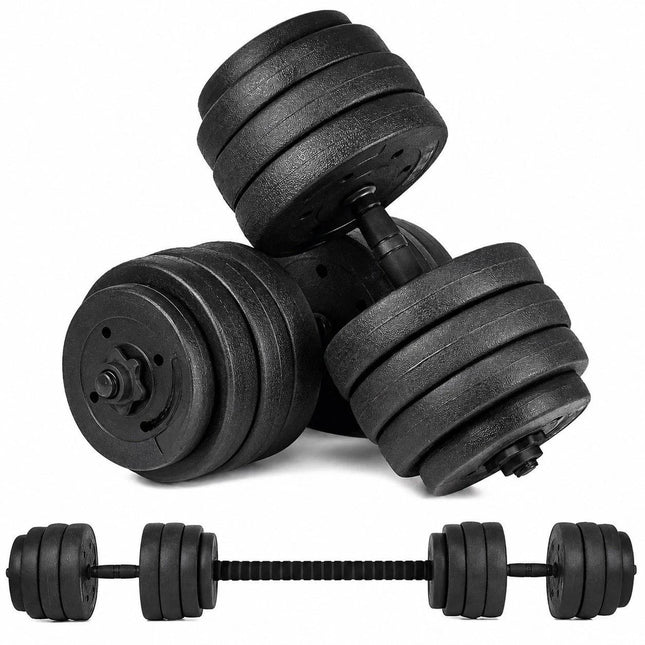 20KG Adjustable Dumbbell Barbell Set 2-in-1 Home Gym Strength Training Weight Set with Connecting Rod for Full Body Workout