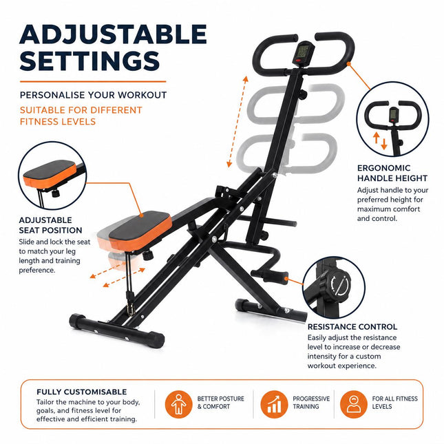 Horse Riding Exercise Machine | Adjustable Ab Trainer Fitness Bike Machine For Home Gym Cardio & Core Workout