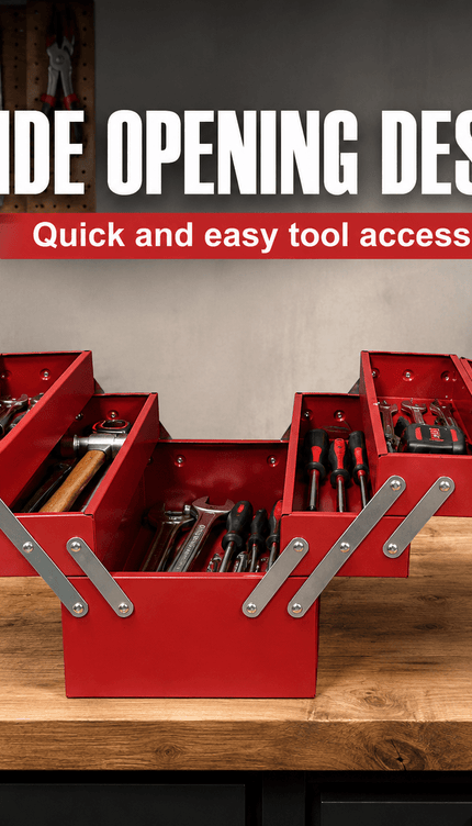 Portable Metal Tool Box with Carry Handle & 5 Compartments, 30kg capacity Multi-Purpose Tool Storage Chest
