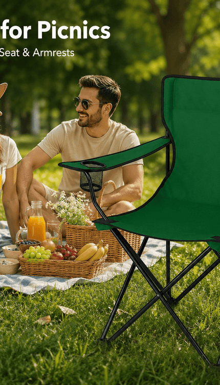 Portable Folding Camping Chair, Lightweight Polyester & Steel Outdoor Chair for Garden, Beach & Picnic