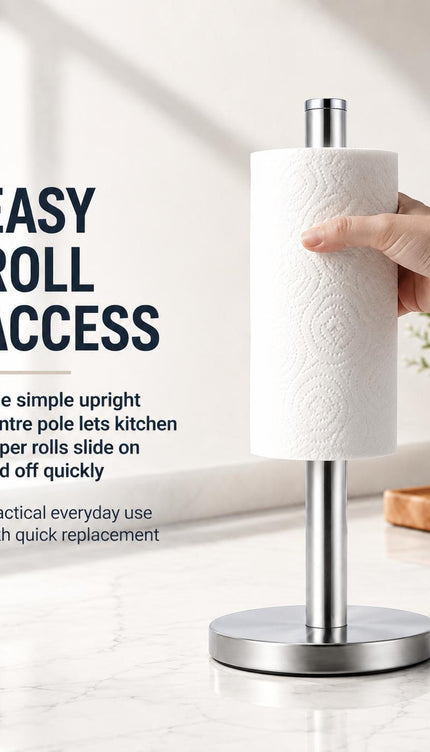 Kitchen Paper Roll Holder Pack of 2 Free Standing Silver Stainless Steel