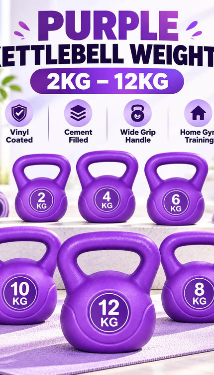 Kettlebell Weights 2KG-12KG Vinyl Cement Purple
