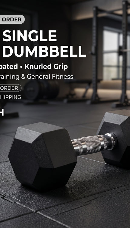 4kg Hex Dumbbell Single Rubber Encased Hexagonal Hand Weight for Home Gym Strength Training