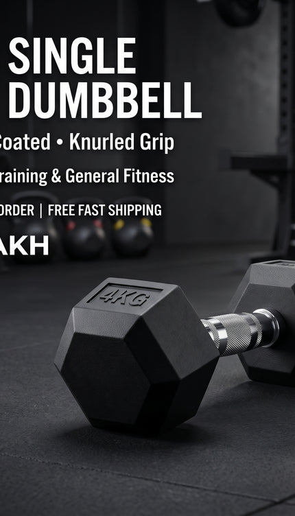 4kg Hex Dumbbell Single Rubber Encased Hexagonal Hand Weight for Home Gym Strength Training