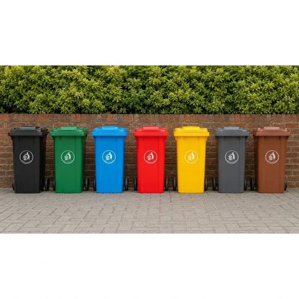 Wheelie Bin 100L 120L Waste Rubbish Dustbin with Lid Rubber Wheels