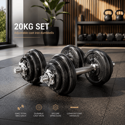 Adjustable Dumbbell Barbell Weight Set Cast Iron 15KG 20KG 30KG 50KG Home Gym