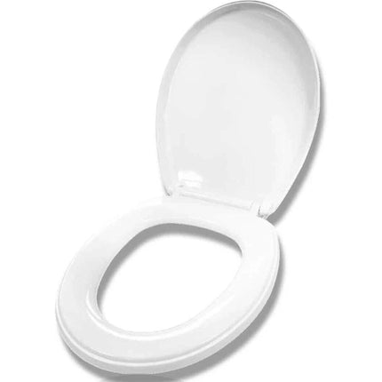Universal Soft Close Toilet Seat White Oval Plastic WC Lid with Fittings, Quiet Close Bathroom Toilet Seat Replacement, Easy Fit