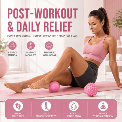 Massage Ball Set for Muscle Recovery Deep Tissue Trigger Point Therapy Lacrosse & Spiky Massage Balls Pink
