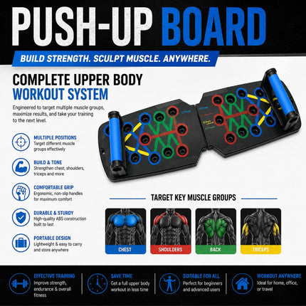 Push Up Board 14 in 1 Foldable Press Up Board, Multi Function Home Workout Equipment for Men Women, Strength Training Push Up Stand for Chest Shoulders Triceps