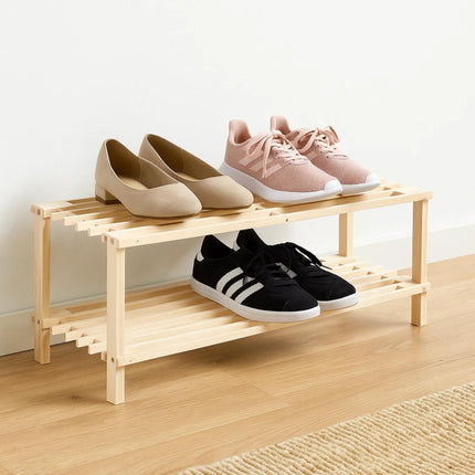 2 3 4 TIER SHOE RACK ORGANISER NATURAL SLATED WOOD FOOTWEAR STAND STORAGE SHELF