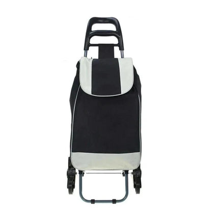 Shopping Trolley 35L Folding Lightweight 2 Wheel Cart with Large Waterproof Bag for Groceries Travel and Storage Black