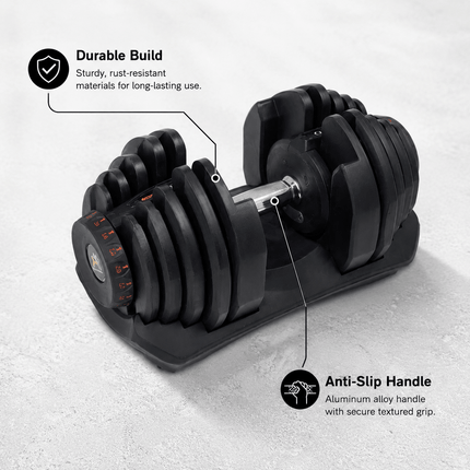 40kg Adjustable Dumbbell Quick Dial Weight System, Space Saving Home Gym Fitness Weight with Non-Slip Handle & Storage Base for Strength Training, Full Body Exercise – Pack of 1 or 2
