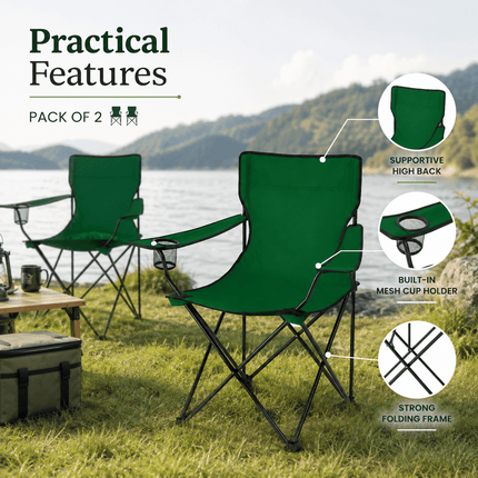 Portable Folding Camping Chair, Lightweight Polyester & Steel Outdoor Chair for Garden, Beach & Picnic