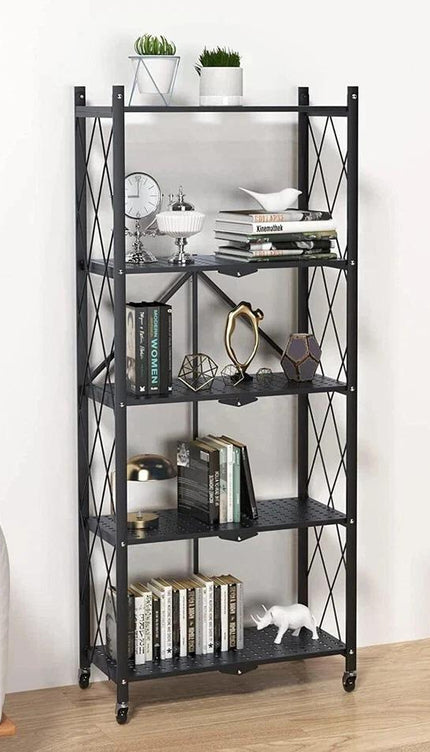 Extra Large Folding Storage Rack – Freestanding Shelves, Black