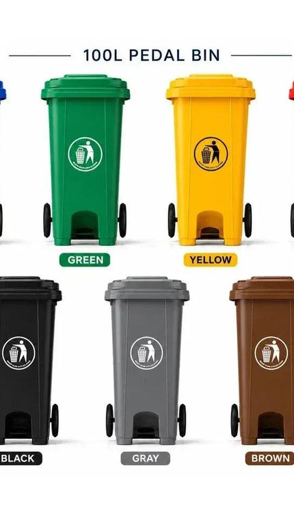 Wheelie Bin 100L Waste Rubbish Dustbin with Lid Rubber Wheels