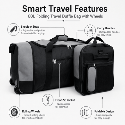 80L Rolling Duffle Bag