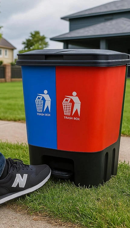 20L Double Compartment Recycling Pedal Bin – Blue & Red