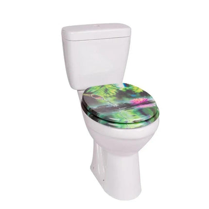 18 Inch Universal Bathroom MDF Toilet Seat Wooden WC Seat with Easy Fit Design and Fittings Durable Comfortable Smooth Finish Replacement Accessory