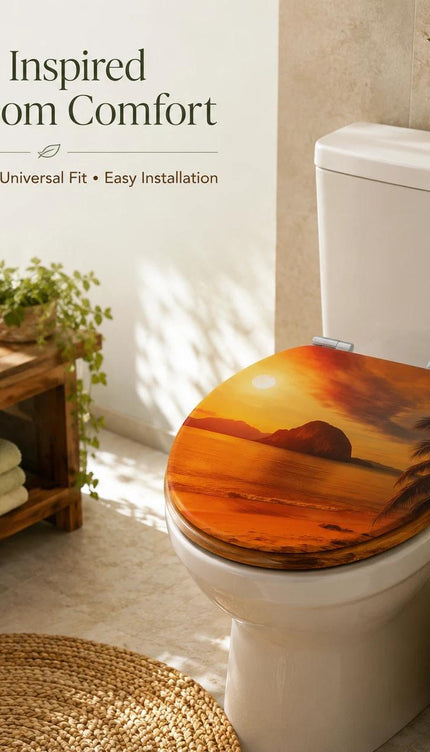18 Inch Wooden Toilet Seat with Lid & Fittings Replacement WC Seat