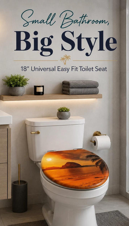 18 Inch Wooden Toilet Seat with Lid & Fittings Replacement WC Seat