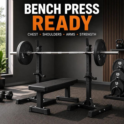 Adjustable Barbell Rack Squat Stand Weight Lifting Bench Press Home Gym Multi-Purpose Workout Station