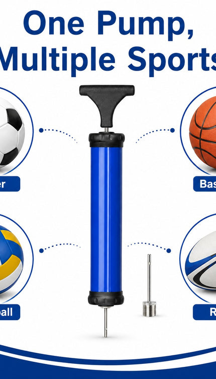 Portable Ball Pump Air Inflator with Needle Nozzle & Extension Hose, Manual Hand Pump for Football, Basketball, Sports Balls & Small Inflatables, Pack of 1