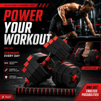 Adjustable Octagonal Dumbbell Set-Red
