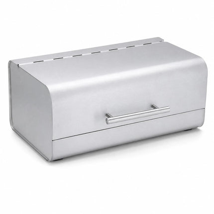Bread Bin Stainless Steel Large Bread Box with Hinged Lid & Handle, Kitchen Bread Storage Container, Countertop Bread Keeper, Silver Satin Finish, 36.1 x 23 x 14.5 cm