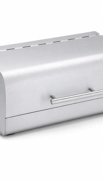 Bread Bin Stainless Steel Large Bread Box with Hinged Lid & Handle, Kitchen Bread Storage Container, Countertop Bread Keeper, Silver Satin Finish, 36.1 x 23 x 14.5 cm