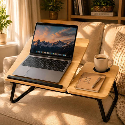 Portable Laptop Lap Desk with Cup Holder Foldable Bed Sofa Table for Notebook Work Study & Breakfast Tray