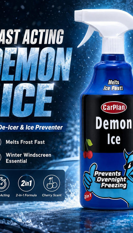 1L Car Demon Ice Spray Fast Acting Frost Ice Remover & Preventer for Frozen Windscreens Windows Cherry Scent Winter