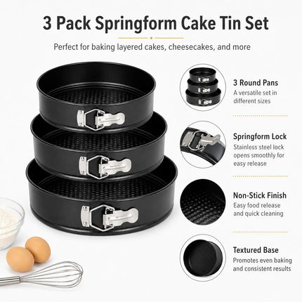 3-Pack Non-Stick Springform Cake Tins