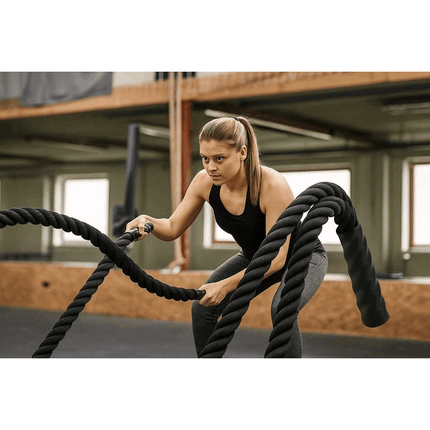 Battle Rope 38MM Heavy Duty Workout Cardio Exercise Gym Sled Pull Rope Available in 6M 9M 12M for Strength Training Fitness Conditioning Home Gym