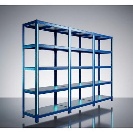 Heavy Duty Metal Storage Shelving Unit Pack of 3 | 5 Tier Galvanised Steel Garage Shelf Rack 150x70x30cm | Workshop Warehouse Organiser