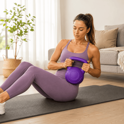 10KG Kettlebell Fitness Weight, Purple Vinyl Coated Cement Home Gym Workout Weight with Ergonomic Handle