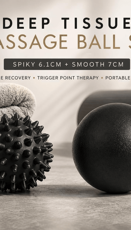 Massage Ball Set Black Muscle Relieve Pain Therapy Lacrosse Spiky Balls 6.1 &7cm