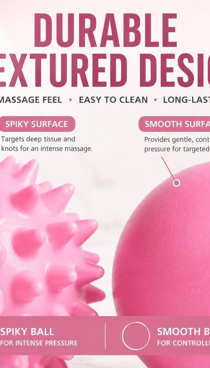 Massage Ball Set Therapy Lacrosse & Spiky Massage Balls Pink