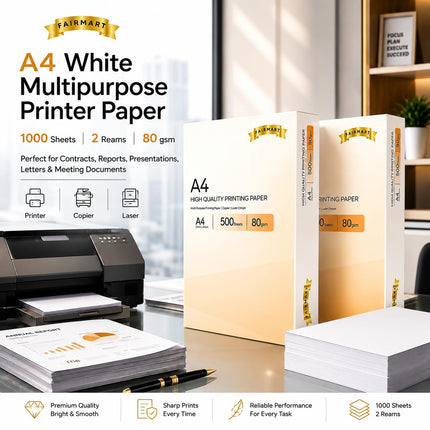 A4 Printer Paper White 70gsm/80gsm Multipurpose Copier Paper, 500 Sheets Per Ream, Inkjet Laser Printer Paper for Home Office School Printing