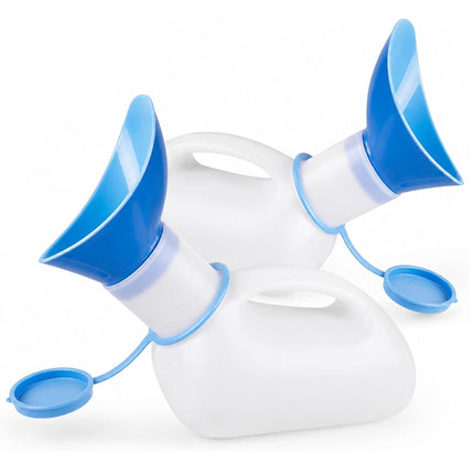 Unisex Urinal Bottle 1L with Lid & Funnel – Reusable Male & Female Urine Container for Elderly Patients, Bedside, Hospital, Travel, Camping & Car Emergency Use